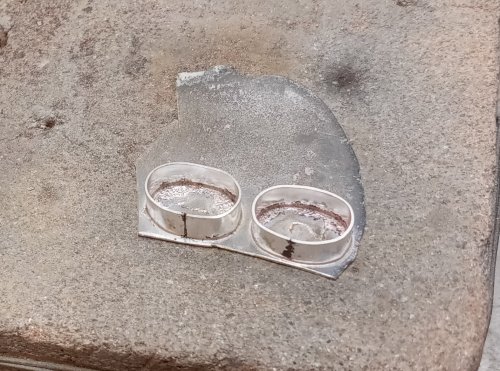 Judy Larson's Disc Cutter Earrings Remodel - , Metalwork, Cutting, Cutting Tool, Cutters, Filing, Finishing, Butane Torch, Soldering, Solder, Using pre-made bezel cups